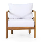 Ensemble de 2 fauteuils de jardin en bois d'acacia, mobilier de terrasse en bois, coussin épais imperméable, assise profonde