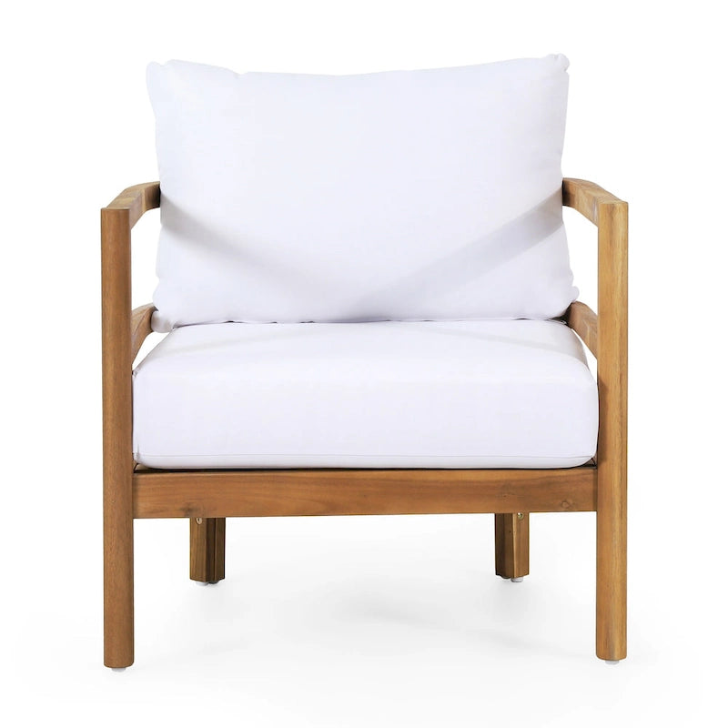 Ensemble de 2 fauteuils de jardin en bois d'acacia, mobilier de terrasse en bois, coussin épais imperméable, assise profonde