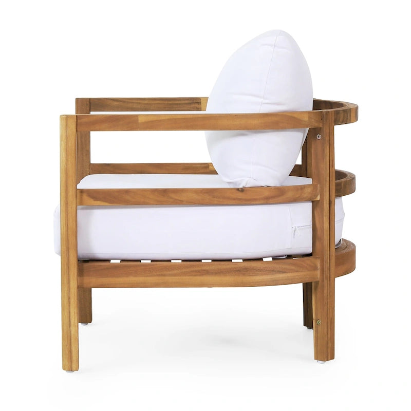 Ensemble de 2 fauteuils de jardin en bois d'acacia, mobilier de terrasse en bois, coussin épais imperméable, assise profonde