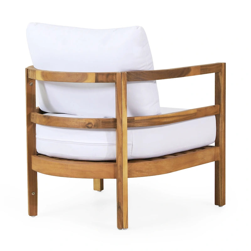 Ensemble de 2 fauteuils de jardin en bois d'acacia, mobilier de terrasse en bois, coussin épais imperméable, assise profonde