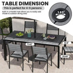 Ensemble de salle à manger de patio 7 pièces comprenant une table en aluminium avec trou pour parasol et des chaises empilables