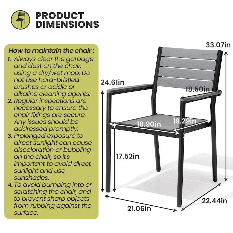 Ensemble de salle à manger de patio 7 pièces comprenant une table en aluminium avec trou pour parasol et des chaises empilables