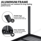 Ensemble de salle à manger de patio 7 pièces comprenant une table en aluminium avec trou pour parasol et des chaises empilables