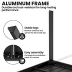 Ensemble de salle à manger de patio 7 pièces comprenant une table en aluminium avec trou pour parasol et des chaises empilables
