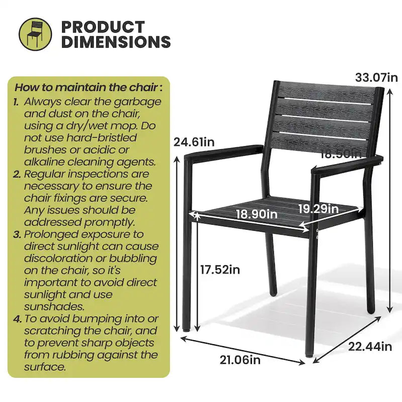Ensemble de salle à manger de patio 7 pièces comprenant une table en aluminium avec trou pour parasol et des chaises empilables