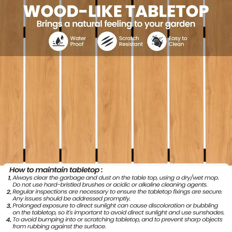 Ensemble de salle à manger de patio 7 pièces comprenant une table en aluminium avec trou pour parasol et des chaises empilables