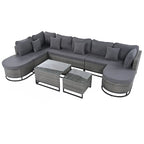 Ensemble de canapé d'extérieur en osier de grande taille, 7 pièces