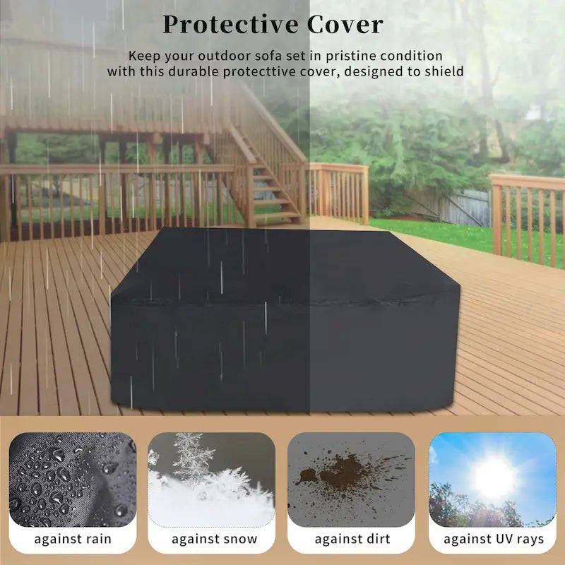 Ensemble de canapé d'extérieur en osier de grande taille, 7 pièces