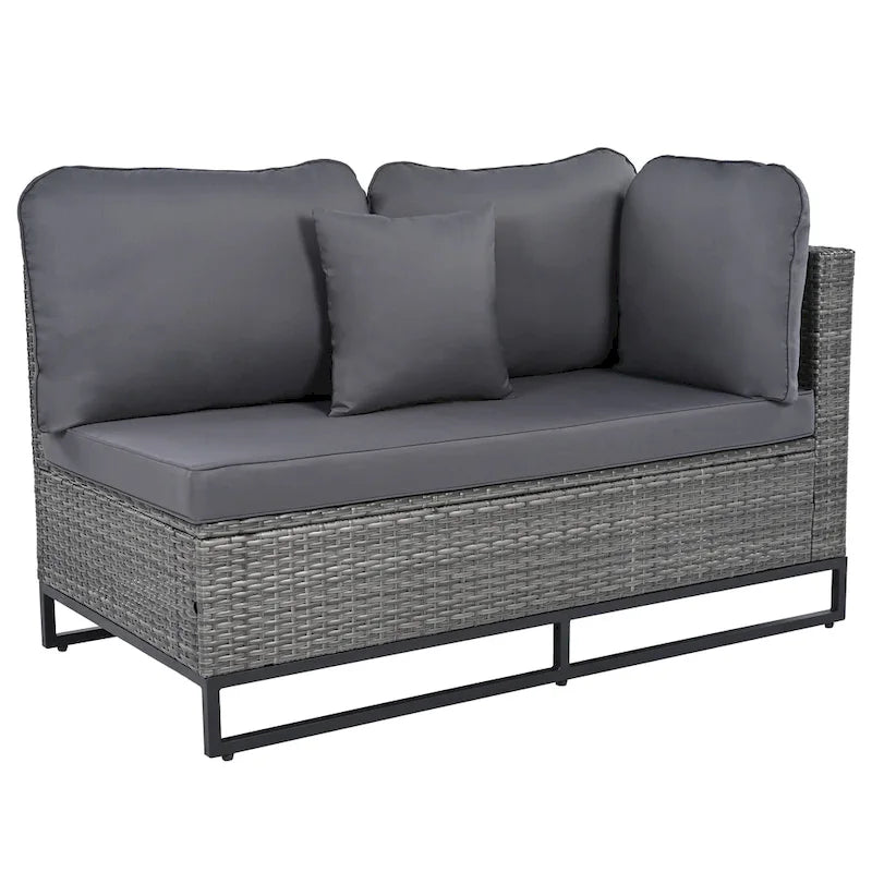 Ensemble de canapé d'extérieur en osier de grande taille, 7 pièces