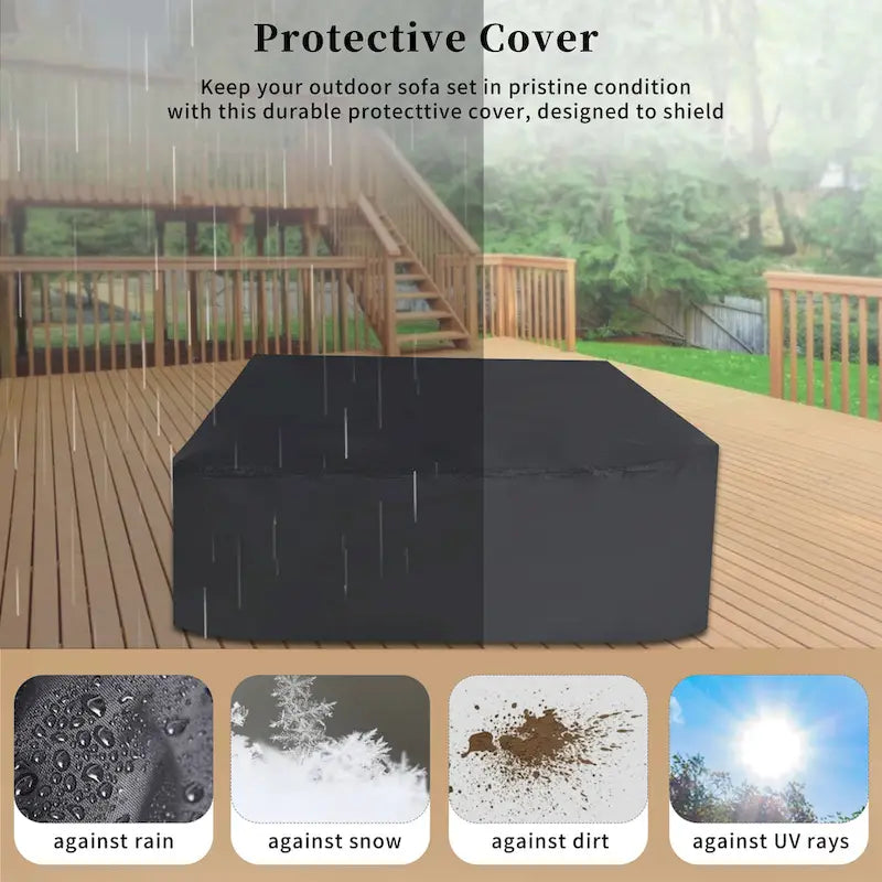 Ensemble de canapé d'extérieur en osier de grande taille, 7 pièces