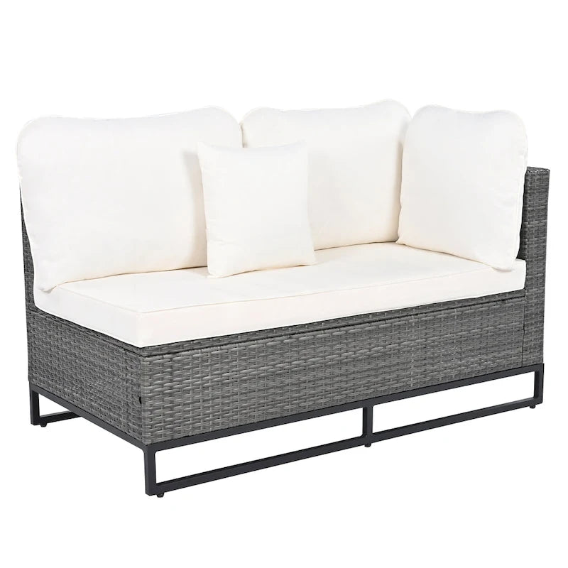 Ensemble de canapé d'extérieur en osier de grande taille, 7 pièces