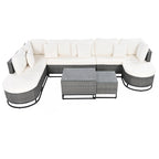 Ensemble de canapé d'extérieur en osier de grande taille, 7 pièces