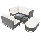 Ensemble de canapé d'extérieur en osier de grande taille, 7 pièces