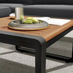 Ensemble de canapé d'angle en fer 4 pièces avec coussins et table