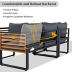 Ensemble de canapé d'angle en fer 4 pièces avec coussins et table