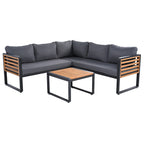 Ensemble de canapé d'angle en fer 4 pièces avec coussins et table