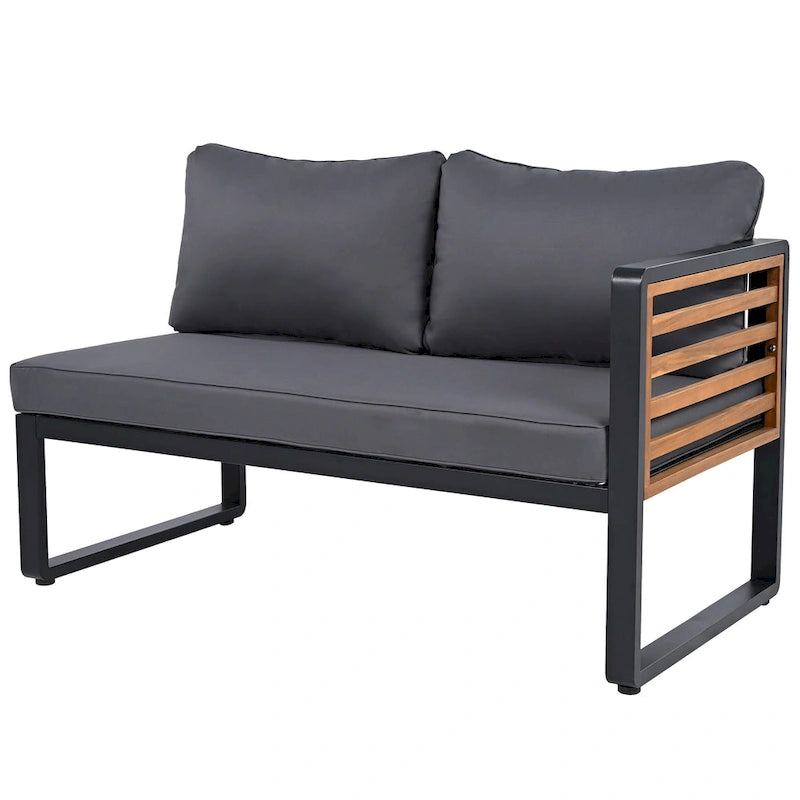 Ensemble de canapé d'angle en fer 4 pièces avec coussins et table