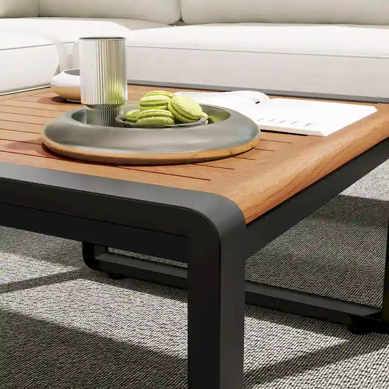 Ensemble de canapé d'angle en fer 4 pièces avec coussins et table