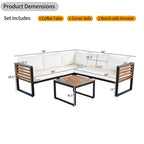 Ensemble de canapé d'angle en fer 4 pièces avec coussins et table