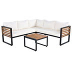 Ensemble de canapé d'angle en fer 4 pièces avec coussins et table