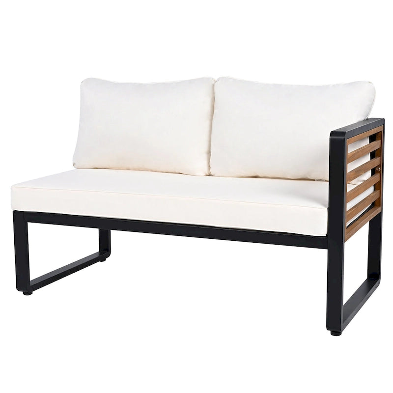 Ensemble de canapé d'angle en fer 4 pièces avec coussins et table