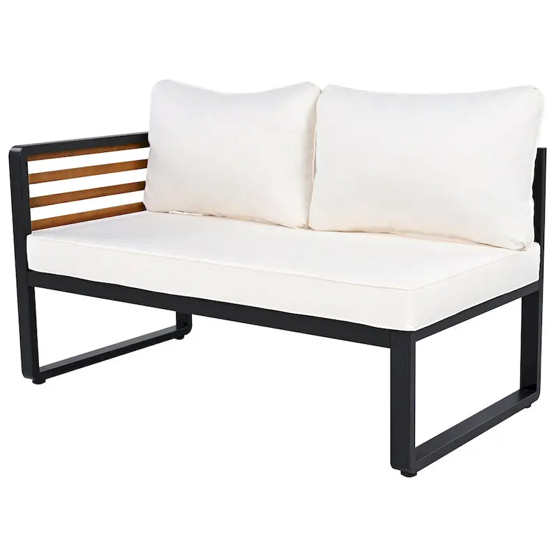 Ensemble de canapé d'angle en fer 4 pièces avec coussins et table