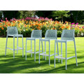 Ensemble de quatre chaises de bar d'extérieur HomeRoots, 30 pouces, bleu clair, en plastique robuste, dossier bas