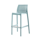 Ensemble de quatre chaises de bar d'extérieur HomeRoots, 30 pouces, bleu clair, en plastique robuste, dossier bas