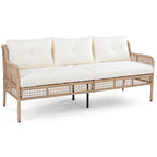 Ensemble de canapé de conversation en rotin 4 pièces avec fauteuils pivotants et table