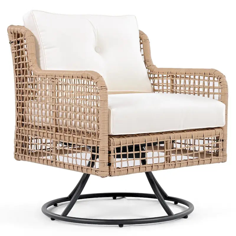 Ensemble de canapé de conversation en rotin 4 pièces avec fauteuils pivotants et table