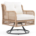 Ensemble de canapé de conversation en rotin 4 pièces avec fauteuils pivotants et table