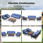 Ensemble de canapé de conversation en rotin 4 pièces avec fauteuils pivotants et table