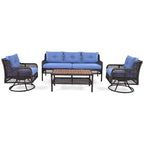 Ensemble de canapé de conversation en rotin 4 pièces avec fauteuils pivotants et table