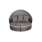 Bain de soleil rond 5 pièces avec auvent et coussins amovibles