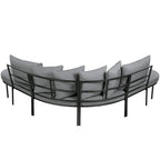 Ensemble canapé d'angle incurvé en fer avec table et coussins