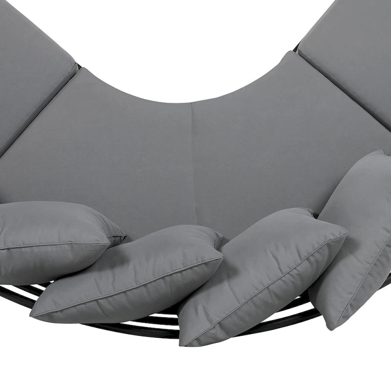 Ensemble canapé d'angle incurvé en fer avec table et coussins
