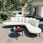 Ensemble canapé d'angle incurvé en fer avec table et coussins