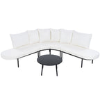 Ensemble canapé d'angle incurvé en fer avec table et coussins