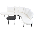 Ensemble canapé d'angle incurvé en fer avec table et coussins