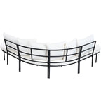 Ensemble canapé d'angle incurvé en fer avec table et coussins