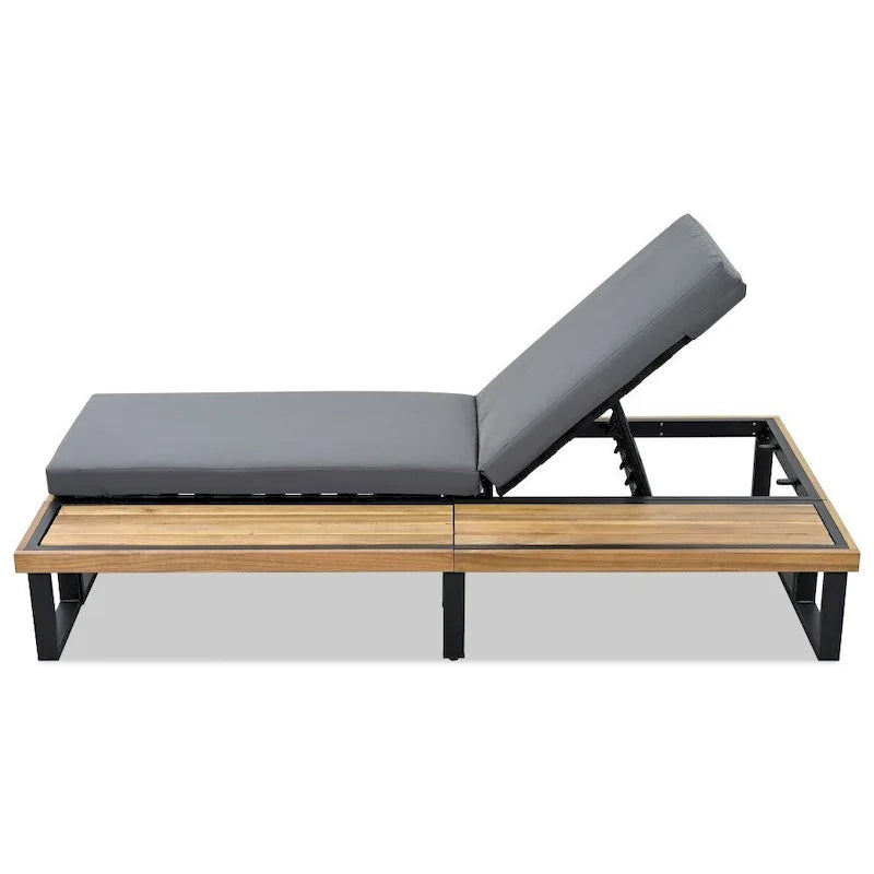 Chaise longue d'extérieur avec dossier et coussin réglables sur 5 positions