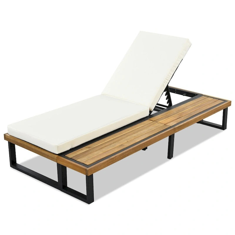 Chaise longue d'extérieur avec dossier et coussin réglables sur 5 positions