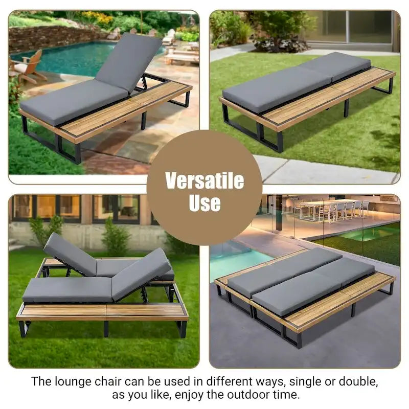 Chaise longue d'extérieur avec dossier et coussin réglables sur 5 positions