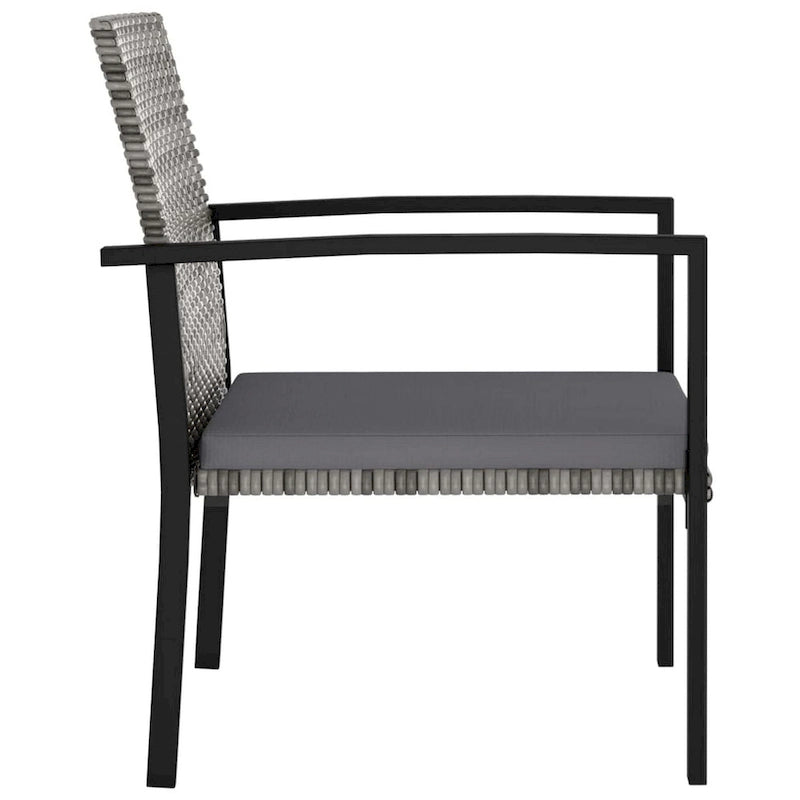 Ensemble de salle à manger d'extérieur 4 pièces, résine tressée grise, structure en acier noir
