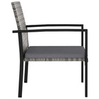 Ensemble de salle à manger d'extérieur 4 pièces, résine tressée grise, structure en acier noir