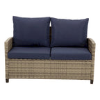 Ensemble de salon de jardin en résine tressée 4 pièces, comprenant 1 causeuse et 2 canapés individuels