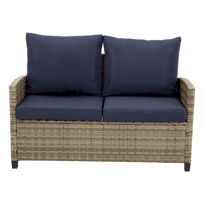 Ensemble de salon de jardin en résine tressée 4 pièces, comprenant 1 causeuse et 2 canapés individuels