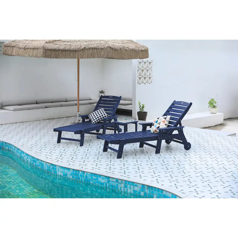 Ensemble de 3 chaises longues surdimensionnées avec texture bois