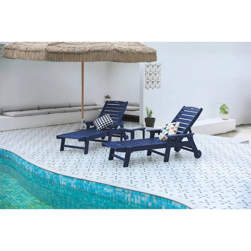 3-Piece Oversized Chaise Lounge Chair Set with Wood Texture