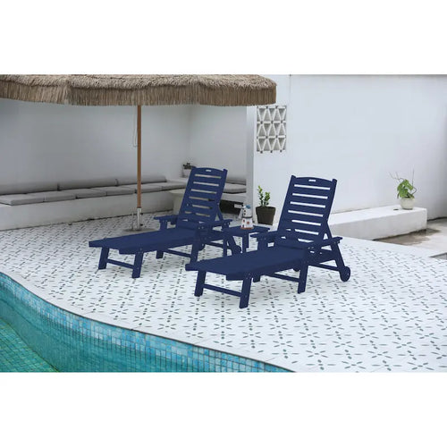 Ensemble de 3 chaises longues surdimensionnées avec texture bois